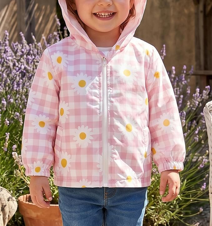 Toddler Windbreaker Jacket Baby Girl Hooded Zip Up Sweatshirt Winter Jacket - Image 2