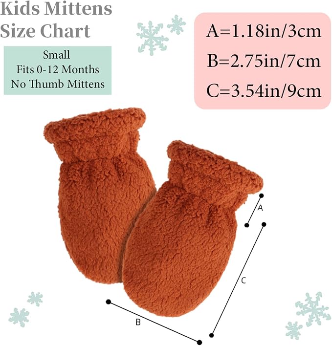 Zsedrut Baby Boys Winter Glove Warm Toddler Infant Girls Mittens Fleece Lined - Image 5