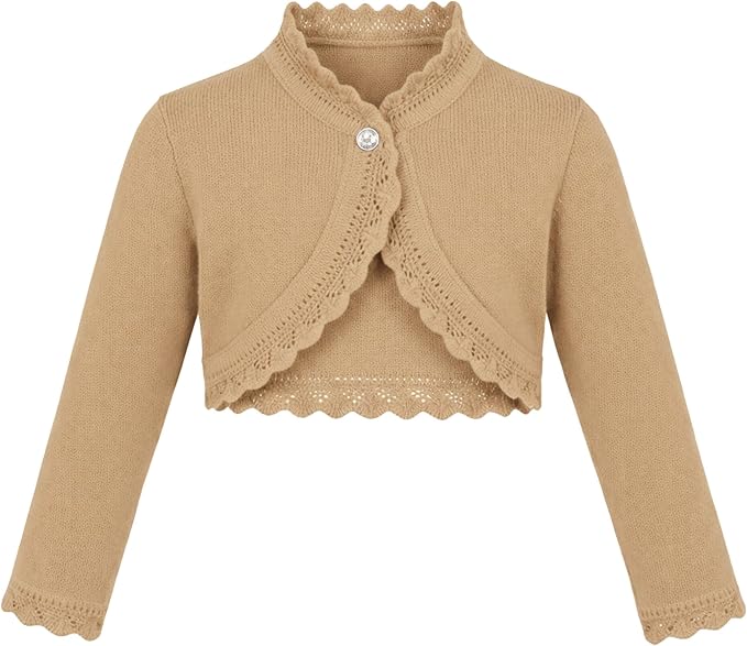 Lilax Little Girls' Knit Long Sleeve Button Closure Bolero Cardigan Shrug by Lilax