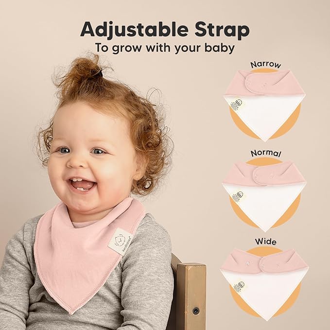 8-Pack Organic Baby Bandana Bibs for Girls - Super Absorbent Triangle Baby Bibs for Drooling and Teething Infant, 100% Cotton Extra Soft for Newborn, Infant 0-36 Months (Dawn)