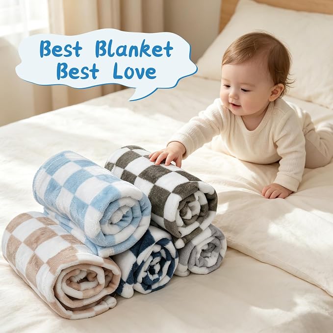 Baby Blanket 5 Pcs Checkerboard Grid Ultra Soft Gift-Ready Plush - Image 6