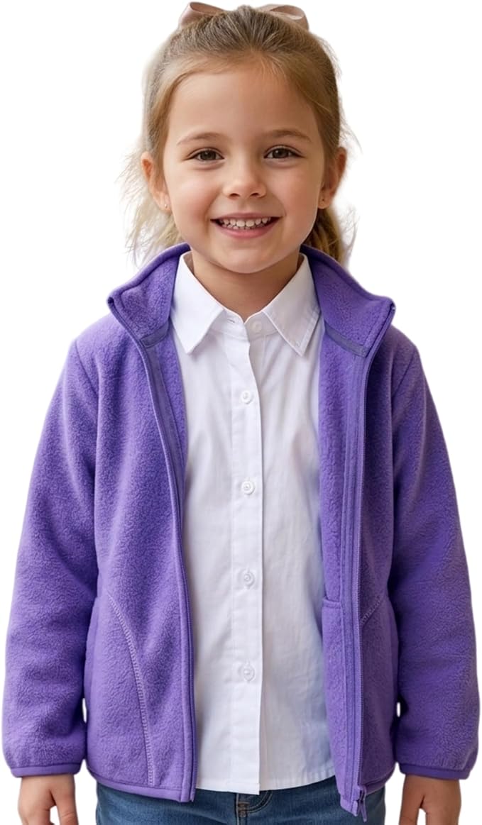 Toddler Boys Girls Fleece Jacket Lightweight Fall Spring 2-12 Years - Image 2