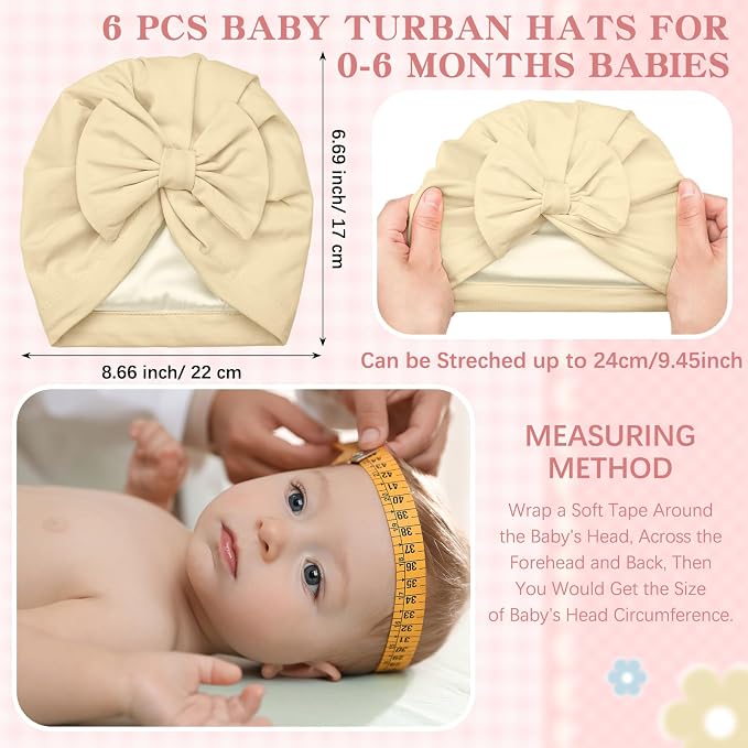 6 Pcs Newborn Satin Bonnet for Infant Months - Image 3