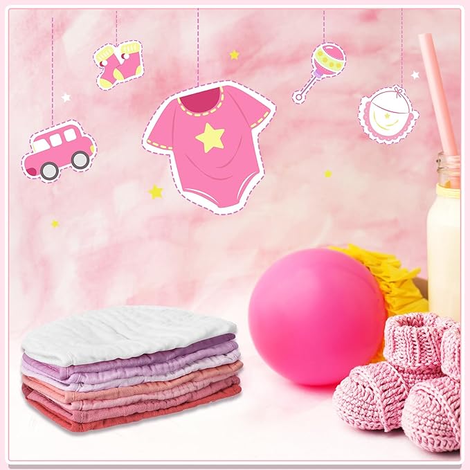 Frienda 8 Pcs Muslin Baby Bibs Cotton Bandana Drool Bibs Bulk for Newborn Infant 6 Absorbent Layers Feeding Accessory