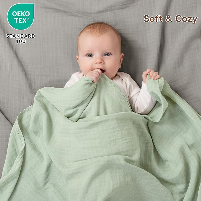 david's kids 4 Pack Baby Muslin Swaddle Blankets 47" x 47", 100% Cotton Swaddle - Image 4