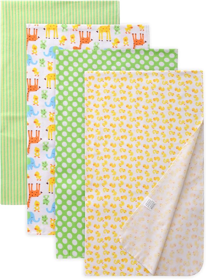 Cotton Flannel Receiving Blankets 4 Pcs, Baby Swaddle Blankets, Infant Flannel by Unknown
