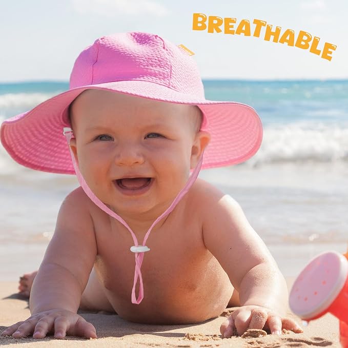 HONGTEYA Baby Sun Hat Wide Brim Adjustable Toddler Beach Bucket Hat | Soft - Image 2