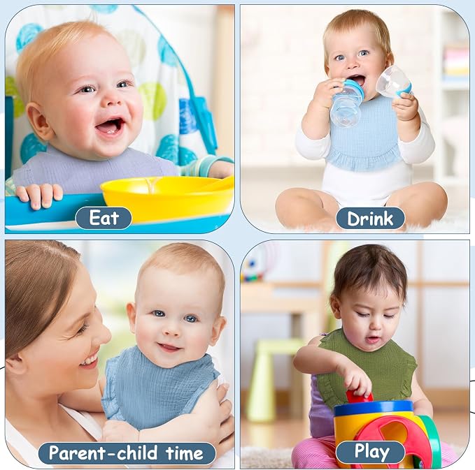Kenning 18 Pcs Baby Muslin Drool Bibs Ruffle Snap Button - Image 6