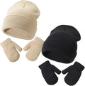 Baby Beanie Hat Gloves Set, Kids Winter Warm Knit Hat by DANMY