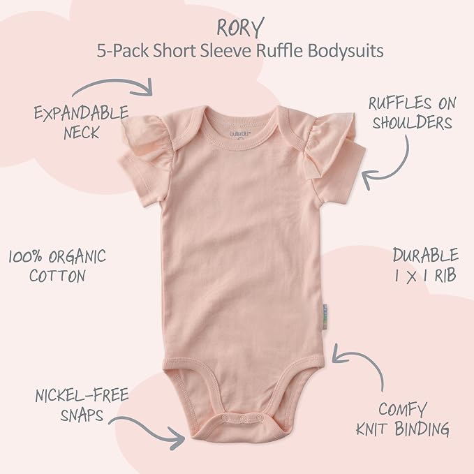 Butterblu Rory 10-Pack Short Sleeve Ruffle Bodysuits 100% Cotton | GOTS - Image 2