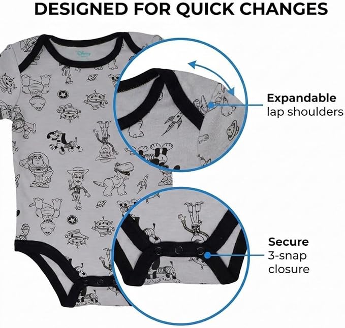 Disney Baby 5-Pack Short Sleeve Bodysuits Newborn to Infant - Image 4