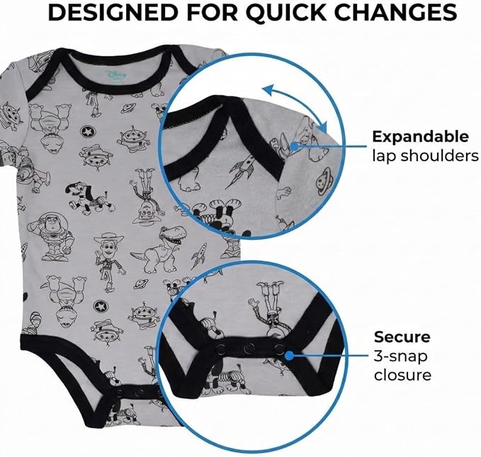 Disney Baby 5-Pack Short Sleeve Bodysuits Newborn to Infant - Image 4