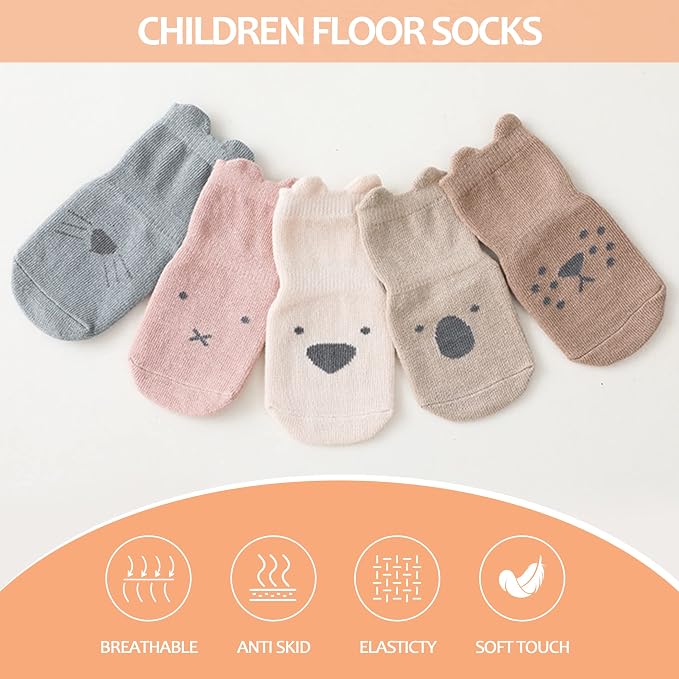 TRUEHAN 5 Pairs Toddler Non Slip Socks - Image 3