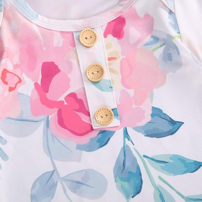Newborn Baby Girl Floral Sleep Gown Headband Sleepwear Outfit - Image 4