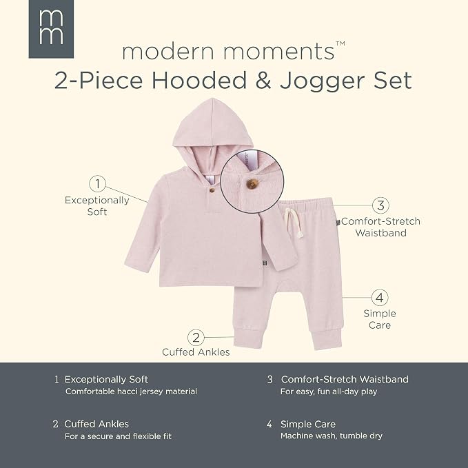 Modern Moments by Gerber Baby Hooded Hacci Top and Pant Set - Image 6