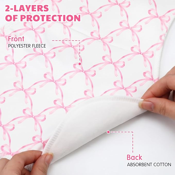 SmoothNovelty 5 Pack Pink Bow Baby Burp Cloths Soft Absorbent Burping Rags - Image 3