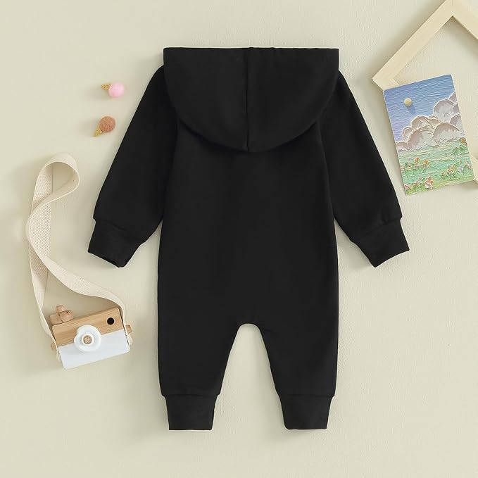 Infant Baby Boy Girl Clothes Solid Hoodie Romper Zip Up Long Sleeve Hooded - Image 3