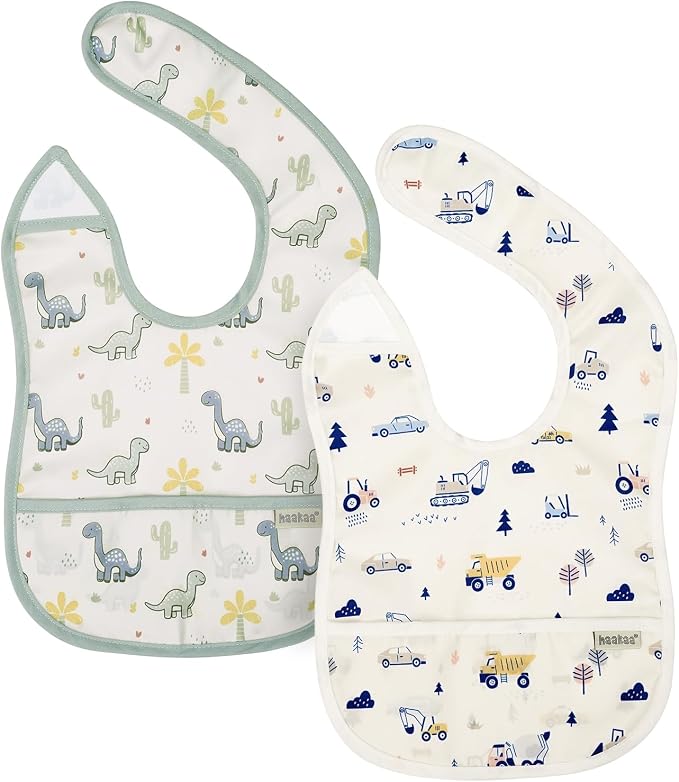 haakaa Waterproof Baby Bibs for Eating 2pcs for 6-24M by haakaa