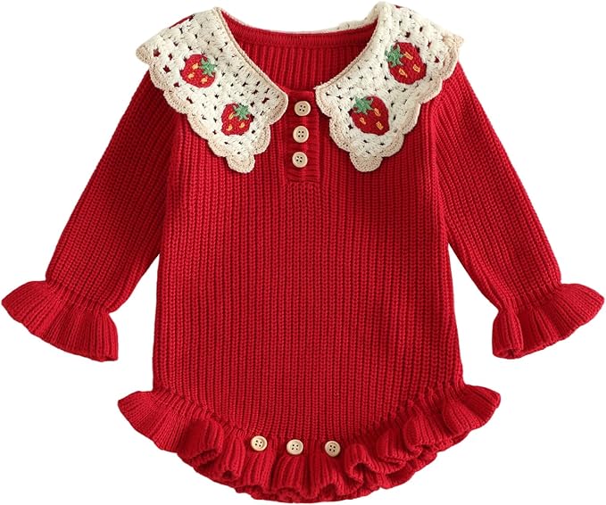 Mubineo Baby Girl Fall Winter Clothes Basic Plain Cute Sweater Romper Outfit by Mubineo