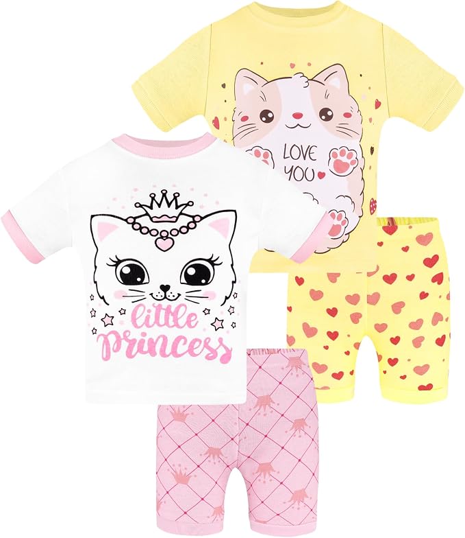 DAUGHTER QUEEN Girls Summer Pajamas Set 4 Pieces 100% Cotton Sleepwear Size 18 - Image 8