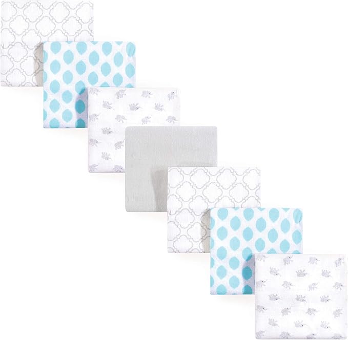 Luvable Friends Unisex Baby Cotton Flannel Receiving Blankets, Elephant 7-Pack by Luvable+Friends