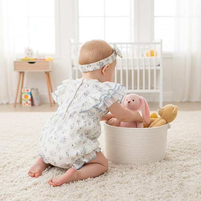 TITKKOP Ruffle Bubble Romper for Baby Girl | One-Piece Shorts Jumpsuit | Summer - Image 7