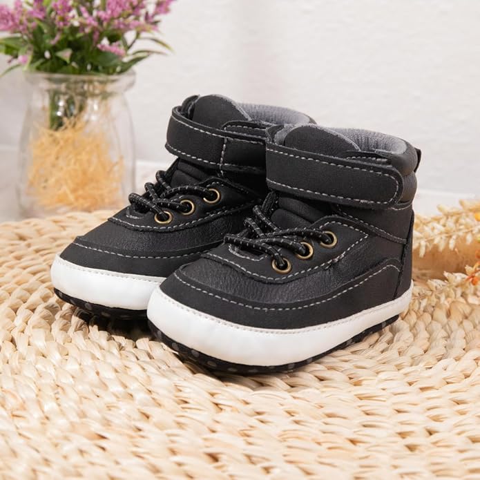 Meckior Toddler Baby Boys Girls High Tops Ankle Sneakers Soft Anti-Slip Sole PU - Image 3