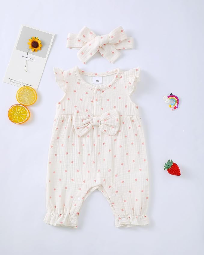Renotemy Newborn Baby Girl Clothes Romper Summer Outfits Preemie-18Months | - Image 2