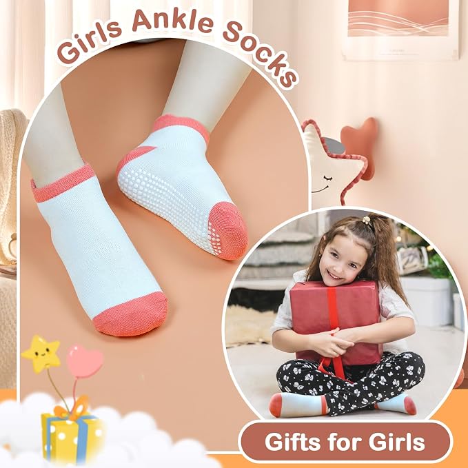 GRPSKCOS Non Slip Toddler Socks 15 Pairs Toddler Grip Anti Skid Low Cut Socks - Image 6