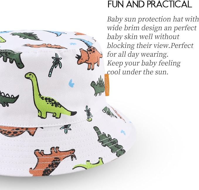 JANGANNSA Cotton Baby Sun Hat Infant Toddler Boys Girls Bucket Hats Summer Sun - Image 3