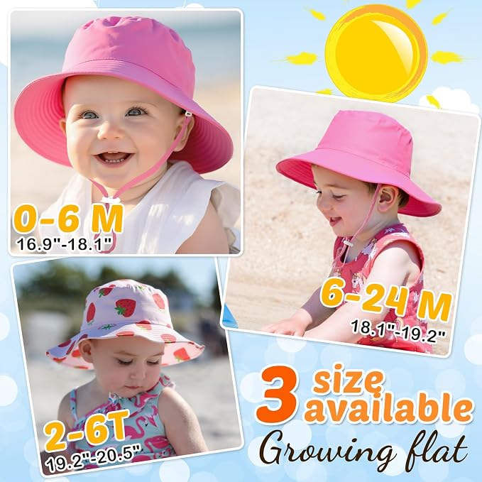 Baby Sun Hat Kids Summer Sun Protection Toddler Bucket Hat Wide Brim Adjustable - Image 7