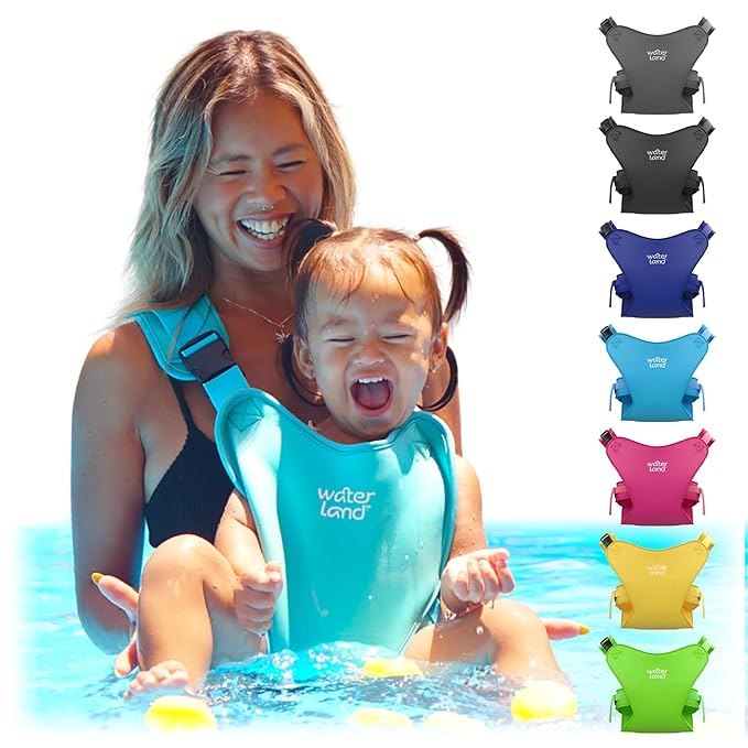 WaterLand Baby Carrier - Innovative Carrier You Can Use Both in Water & Land - Waterproof Infant Chest Holder with Adjustable Straps, Lightweight Toddler Harness for Pool & Beach (Light Blue Sky)