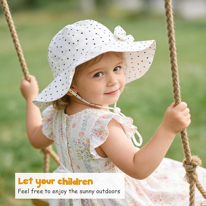 Baby Girl Sun Hat with UPF 50+ Outdoor Adjustable Beach Hat with Wide Brim - Image 3