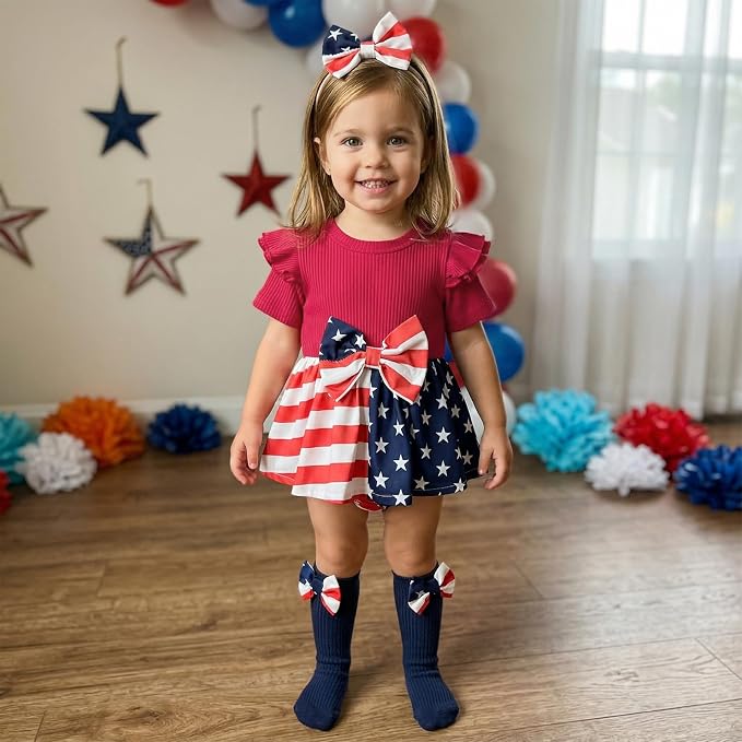 Giraropa Newborn Baby Girl Clothes Smocked Bubble Romper Dress + Socks + - Image 2