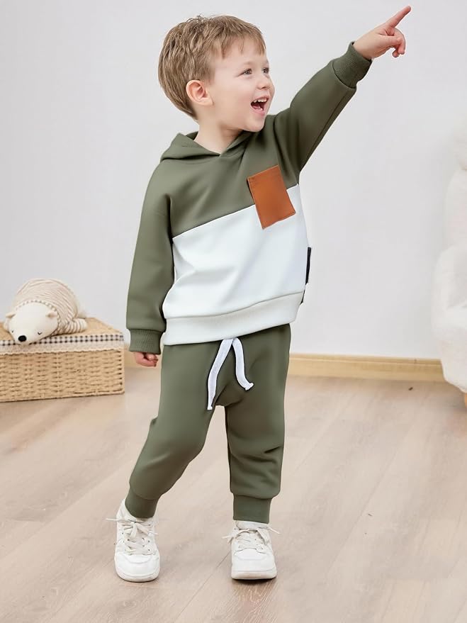 Infant Baby Boy Fall Winter Clothes Outfit Hooded Long Sweatshirt Pant Set - Image 6