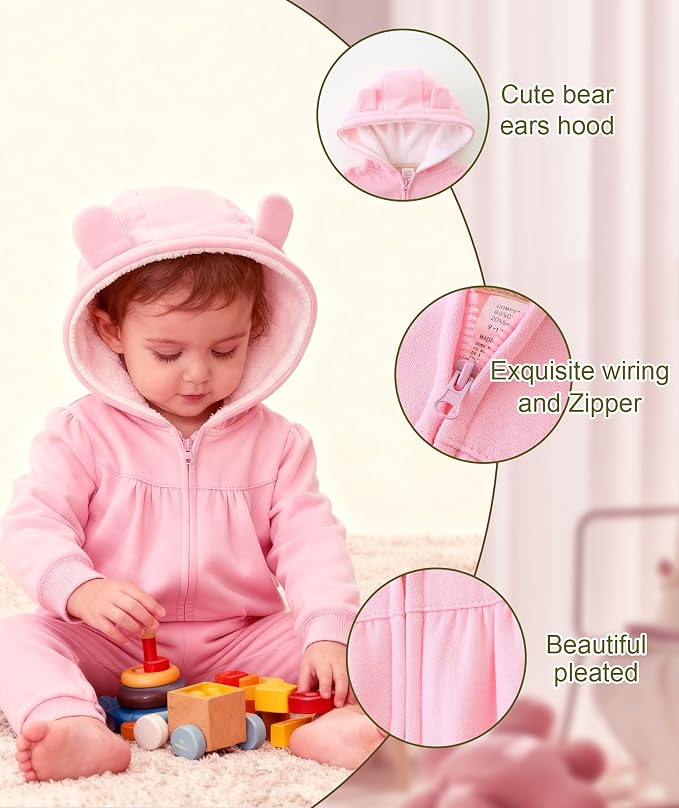 Hikido Baby Girls Boys Warm Adorable Hooded Zip Coat - Image 4