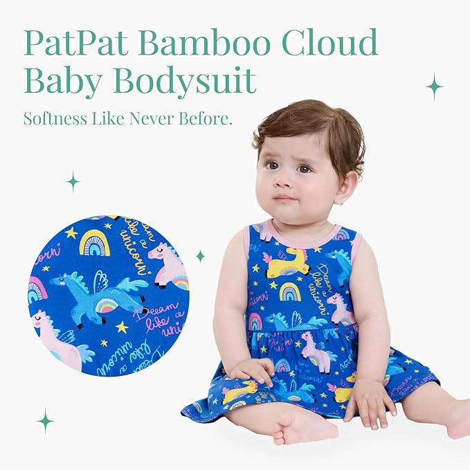PATPAT Baby Girl Bamboo Viscose 2-Pack Romper & Dress | Color-Coded Snaps - Image 2