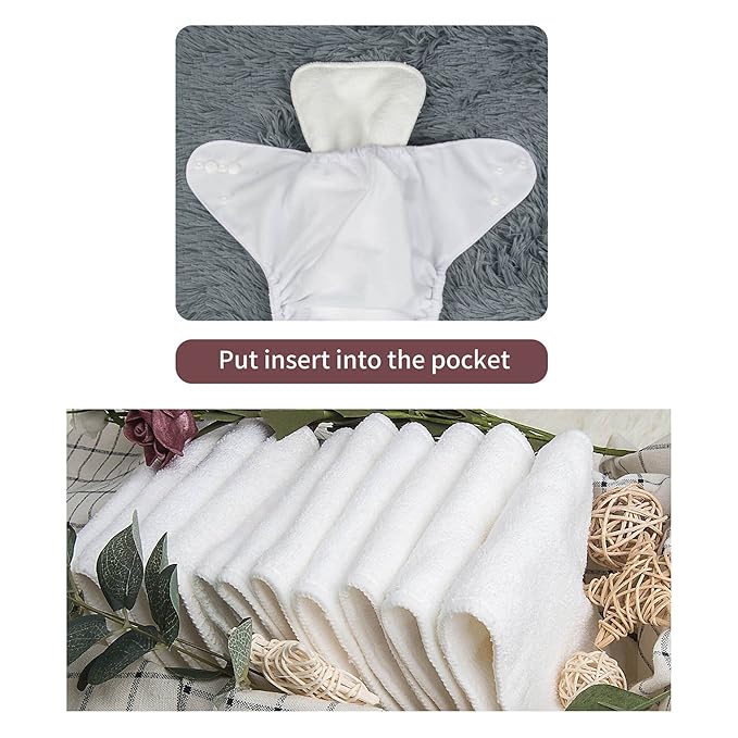 ALVABABY 6 Pack Cloth Diaper with 12 Inserts One Size Adjustable Washable Reusable Diaper Cover for Baby Girls and Boys