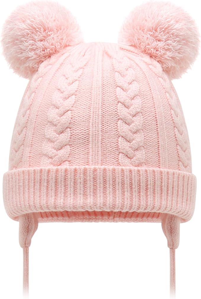 Duoyeree Toddler Winter Hat with Earflap Scarf Hood Thick Warm Kids Skull Cap for Baby Girls Boys