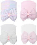 Newborn Baby Girl Hats with Bow No Scratch Cotton Toddler Infant Hat Beanie by AQOKKA