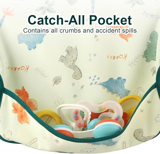 Accmor 4 Pack Long Sleeve Bibs, Baby Smock Waterproof Full Sleeved Bib - Image 4