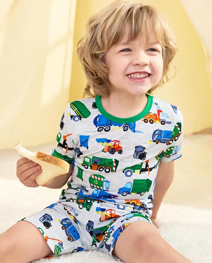 babee Reshinee Bamboo Viscose Toddler Boys Pajamas Set, Short Sleeve Kids - Image 9