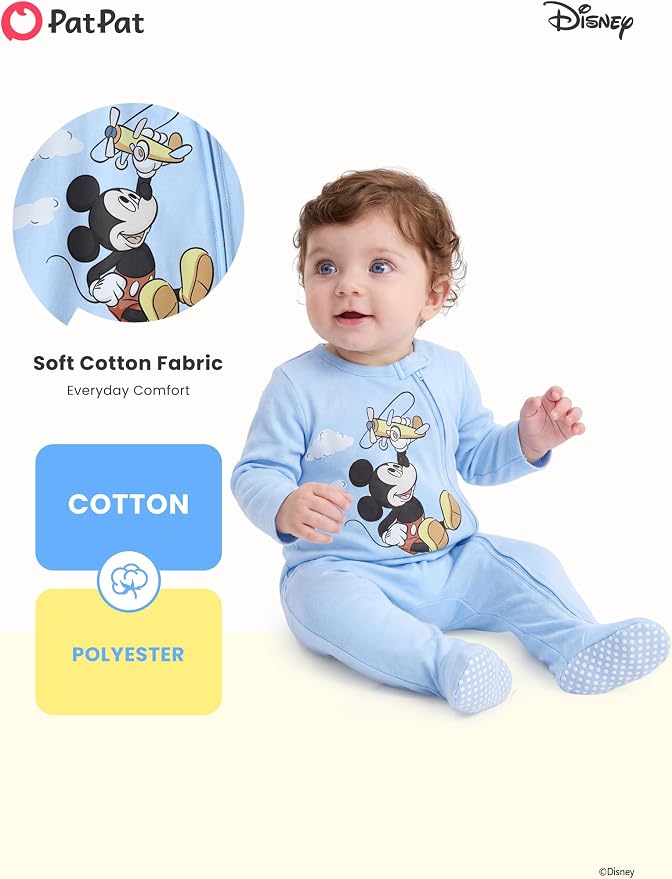 Disney Baby Boys Zip One-Piece Non-Slip Footie Romper - Image 4