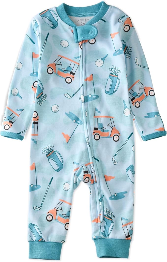 Butterblu Shadow Sleep & Play 100% Cotton Footless Two Way Zip Front PJs by Butterblu