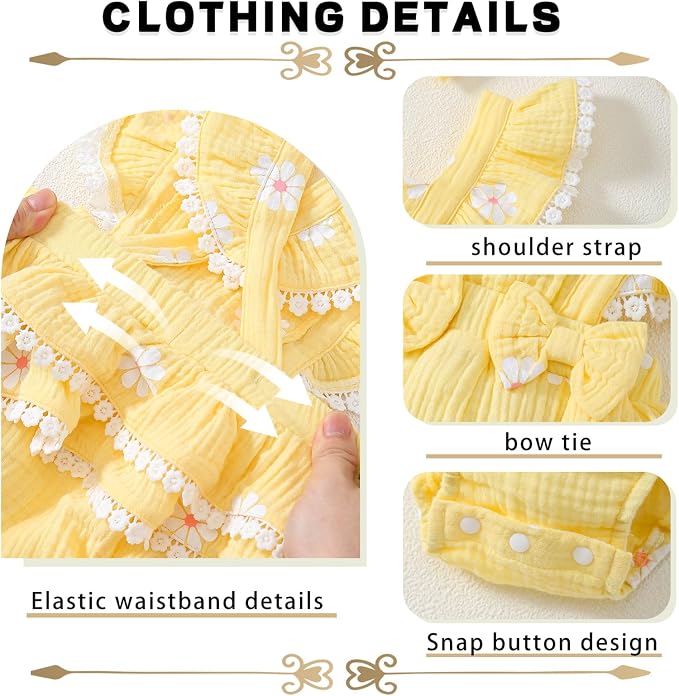 Baby Girl Summer Clothes Infant Girls Romper Dress | Ruffle Sleeve, Cotton Linen - Image 5