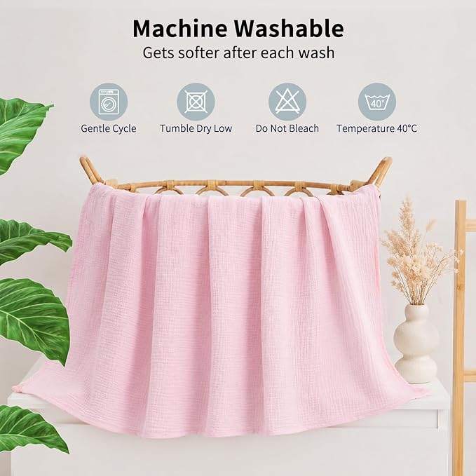 NESTALLY Cocoon Muslin Swaddle Blankets 3 Pack, Soft Breathable Large 47"x47" - Image 9