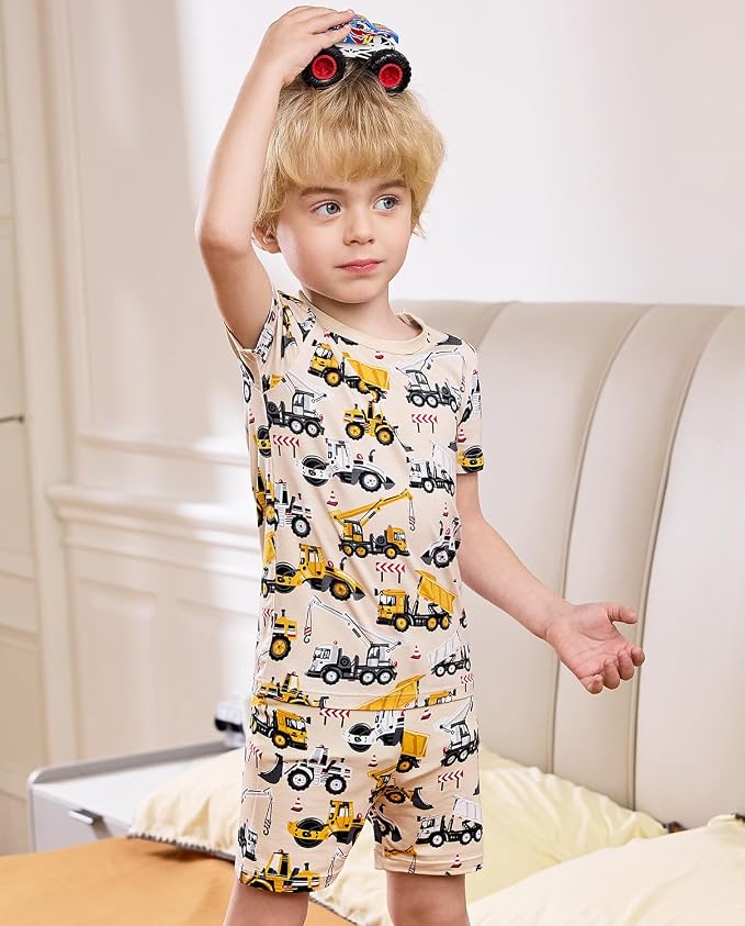 babee Reshinee Bamboo Viscose Toddler Boys Pajamas Set, Short Sleeve Kids - Image 8