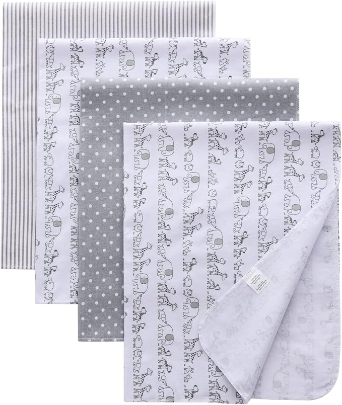 Gina Era Flannel Receiving Blankets, Baby Swaddle Blankets 100% Cotton 4 Pcs by GinaEra