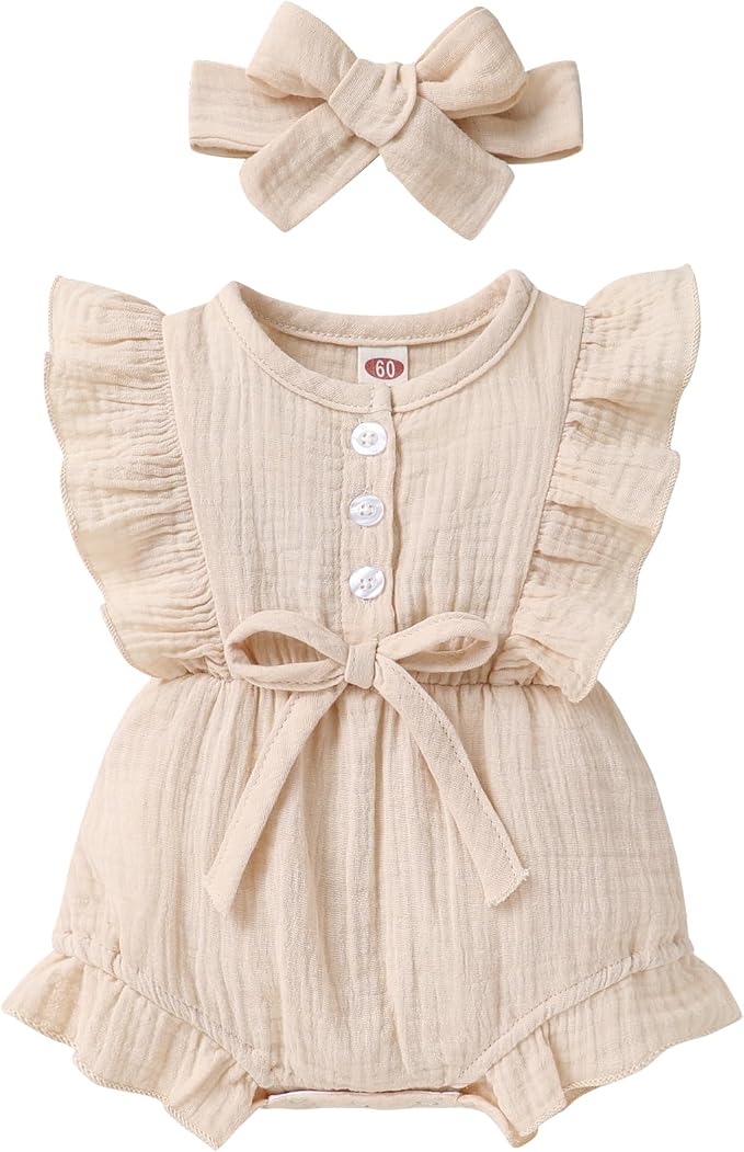 YOUNGER TREE Toddler Baby Girl Ruffled Sleeveless Romper Casual Summer Jumpsuit by YOUNGERTREE