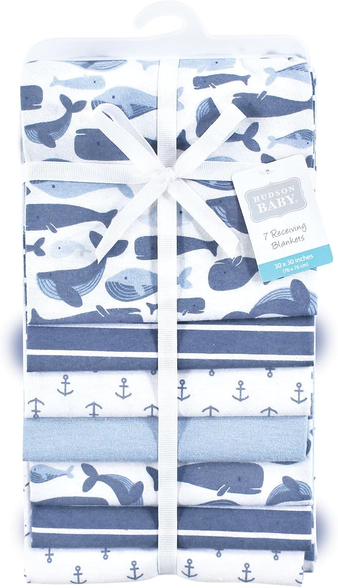 Hudson Baby Unisex Baby Cotton Flannel Receiving Blankets 7-Pack Bundle - Image 2